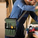 Waterproof Tool Roll Organizer With Detachable Zipper Pouches And Carry Handle For Electricians Mechanics DIY, Green