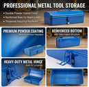 Portable Metal Tool Box with Lock for Home Workshop Tool Storage and Transport, 37 x 16 x 12 cm
