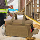 Tool Bag Organizer with Multiple Pockets, Wear-resistant Storage Bag with Anti-slip Bottom for Carpenters and DIY Enthusiasts, Brown, 14 Inch