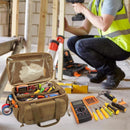 Tool Bag Organizer with Multiple Pockets, Wear-resistant Storage Bag with Anti-slip Bottom for Carpenters and DIY Enthusiasts, Brown, 14 Inch