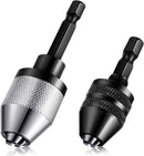 Keyless Drill Chuck Bit 1/4 Inch Hex Shank Keyless Drill Chuck Fast Change Converter Extension Screwdriver Adapter in 0.3-6.5 Mm, 0.3-3.6 mm for Tool Attachment(2 Pieces)