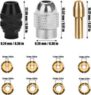 10Pcs Drill Chuck Collet Set for Dremel with 4485 Brass Collet Set 4486 Keyless Chuck for Dremel Rotary Tool 1/32" to 1/8" Keyless Drill Chuck Brass Chuck Collet Nut for Dremel
