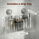 Bathroom Suction Storage Box, 2026 New No-Drill Large Capacity Strong Load-Bearing Suction Cup Storage Rack with Drain Holes, Removable Shower Caddy for Bathroom Kitchen (Gray)