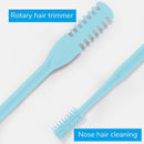 2-in-1 Nose Hair Trimmer for Men & Women, Manual 360° Rotating Multifunctional Nasal Hair Cutter & Ear Pick, Travel Essentials (Blue)