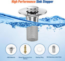 2024 New Pop Up Bathroom Sink Drain Strainer Hair Catcher, Sink Drain Stopper with Removable Stainless Steel Filter Basket,for US Bathroom Sink Stopper Replacement (2PCS)
