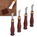 4pcs Leather Edgers Sharp Professional Trimming Working Kit with Wooden Handle for DIY Craft Leather Cutting