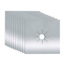 10pcs Gas Range Stove Cover Thickness 0.2mm Waterproof Reusable Heat Resistant Fiberglass Gas Stove Protector Pad Silver