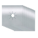 10pcs Gas Range Stove Cover Thickness 0.2mm Waterproof Reusable Heat Resistant Fiberglass Gas Stove Protector Pad Silver