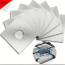 10pcs Gas Range Stove Cover Thickness 0.2mm Waterproof Reusable Heat Resistant Fiberglass Gas Stove Protector Pad Silver