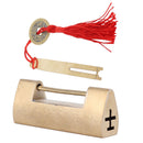 Chinese Old Style Padlock Brass Carved Fish Horizontal Padlock with Key for Jewelry Box Drawer