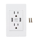USB Charger Wall Outlet White 2 USB Ports 5V 2100mA 2 Outlets AC USB Wall Outlets for Living Room