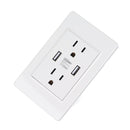 USB Charger Wall Outlet White 2 USB Ports 5V 2100mA 2 Outlets AC USB Wall Outlets for Living Room