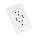 USB Charger Wall Outlet White 2 USB Ports 5V 2100mA 2 Outlets AC USB Wall Outlets for Living Room