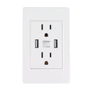 USB Charger Wall Outlet White 2 USB Ports 5V 2100mA 2 Outlets AC USB Wall Outlets for Living Room