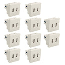 10PCS USB in Wall Outlet 10W 2 Port DC5V2A Charger Electrical Receptacles AC110‑250V for RVs Hotels Home