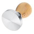 58mm Stainless Steel Flat Coffee Tamper Powder Pressed Hammer with Height Adjustable Wooden HandleLight Wood Color