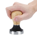 58mm Stainless Steel Flat Coffee Tamper Powder Pressed Hammer with Height Adjustable Wooden HandleLight Wood Color