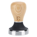 58mm Stainless Steel Flat Coffee Tamper Powder Pressed Hammer with Height Adjustable Wooden HandleLight Wood Color