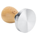 58mm Stainless Steel Flat Coffee Tamper Powder Pressed Hammer with Height Adjustable Wooden HandleLight Wood Color