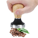 58mm Stainless Steel Flat Coffee Tamper Powder Pressed Hammer with Height Adjustable Wooden HandleLight Wood Color