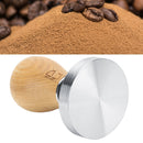 58mm Stainless Steel Flat Coffee Tamper Powder Pressed Hammer with Height Adjustable Wooden HandleLight Wood Color