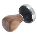 58mm Stainless Steel Flat Coffee Tamper Powder Pressed Hammer with Height Adjustable Wooden HandleDark Wood Color