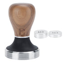 58mm Stainless Steel Flat Coffee Tamper Powder Pressed Hammer with Height Adjustable Wooden HandleDark Wood Color