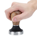 58mm Stainless Steel Flat Coffee Tamper Powder Pressed Hammer with Height Adjustable Wooden HandleDark Wood Color