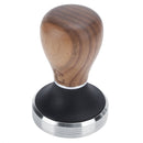 58mm Stainless Steel Flat Coffee Tamper Powder Pressed Hammer with Height Adjustable Wooden HandleDark Wood Color