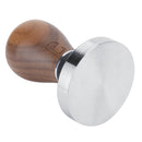 58mm Stainless Steel Flat Coffee Tamper Powder Pressed Hammer with Height Adjustable Wooden HandleDark Wood Color