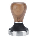 58mm Stainless Steel Flat Coffee Tamper Powder Pressed Hammer with Height Adjustable Wooden HandleDark Wood Color
