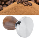 58mm Stainless Steel Flat Coffee Tamper Powder Pressed Hammer with Height Adjustable Wooden HandleDark Wood Color