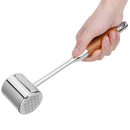 304 Stainless Steel Meat Mallets Hammer Dual Sided Meat Tenderizer Tool with Wood Handle
