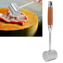 304 Stainless Steel Meat Mallets Hammer Dual Sided Meat Tenderizer Tool with Wood Handle