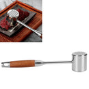 304 Stainless Steel Meat Mallets Hammer Dual Sided Meat Tenderizer Tool with Wood Handle