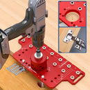 2-in-1 Cabinet Door Drilling Locator Template for Hinge and Handle Installation, Alloy Woodworking Punch Positioner with Scale Marks for Drawer Wardrobe File Cabinet Hardware Mounting (2-in-1 Cabinet Hinge & Handle Drilling Jig)
