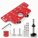 2-in-1 Cabinet Door Drilling Locator Template for Hinge and Handle Installation, Alloy Woodworking Punch Positioner with Scale Marks for Drawer Wardrobe File Cabinet Hardware Mounting (2-in-1 Cabinet Hinge & Handle Drilling Jig)