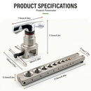 45° Eccentric Manual Copper Tube Expander Tool with Metric and Imperial Steel Clamp Plate for HVAC Refrigeration Condenser Piping Water Plumbing Installation and DIY Copper Pipe Projects (Silver, S)