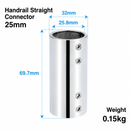 316 Stainless Steel Straight Connector for Boat Handrail, 180 Degree Round Tube Joint Fitting for Marine Railing and Yacht Hardware (22mm, Handrail Straight Connector – Cast)
