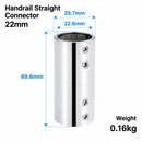 316 Stainless Steel Straight Connector for Boat Handrail, 180 Degree Round Tube Joint Fitting for Marine Railing and Yacht Hardware (32mm, Handrail Straight Connector)
