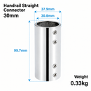 316 Stainless Steel Straight Connector for Boat Handrail, 180 Degree Round Tube Joint Fitting for Marine Railing and Yacht Hardware (32mm, Handrail Straight Connector)