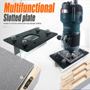 Multifunctional Aluminum Router Base Slotting Jig for Woodworking, Adjustable Trimming Machine Base with Scale for Furniture Making, Cabinet Installation, Hidden Connector Grooving and Hardware Pre-installation (Slotting Jig with Transparent Guard, S)