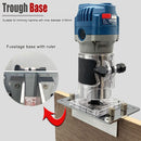 Multifunctional Aluminum Router Base Slotting Jig for Woodworking, Adjustable Trimming Machine Base with Scale for Furniture Making, Cabinet Installation, Hidden Connector Grooving and Hardware Pre-installation (Slotting Jig with Transparent Guard, S)