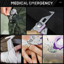 Emergency Shears with Strap Cutter and Glass Breaker Stainless Steel Foldable Scissors Pliers, Outdoor Camping Rescue