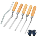 5Pcs Steel Pointing Trowel, Ergonomic Solid Wood Grips, Dual Semicircular Polished Heads, for Tile Wall Grouting Repair