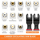 4Pcs Carbide Oscillating Saw Blades Set Universal Oscillating Multitool Blades Multipurpose Cutting Oscillating Tool Blades with 3 Spacer Adapters for Cutting Wood Metal Screws