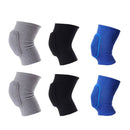 2Pcs Black Thick Sponge Knee Supports with Breathable Elastic Fabric for Sports Safety