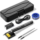 USB Portable Wireless/Plug-in Dual-Mode Soldering Iron: 3s Fast Heating up to 450℃, 3 Temp Settings, Type-C Powered – Your Ideal Tool for Electronic Repairs!(3-head black gear)