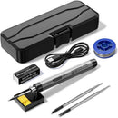 USB Portable Wireless/Plug-in Dual-Mode Soldering Iron: 3s Fast Heating up to 450℃, 3 Temp Settings, Type-C Powered – Your Ideal Tool for Electronic Repairs!(3-head black gear)