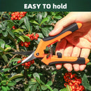 3-Piece Stainless Steel Garden Pruning Shears Set - Effortless Spring, Safety Lock, for Trimming, Harvesting & Plant Care（orange）